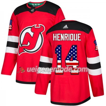 Herren Eishockey New Jersey Devils Trikot Adam Henrique 14 Adidas 2017-2018 Rot USA Flag Fashion Authentic
